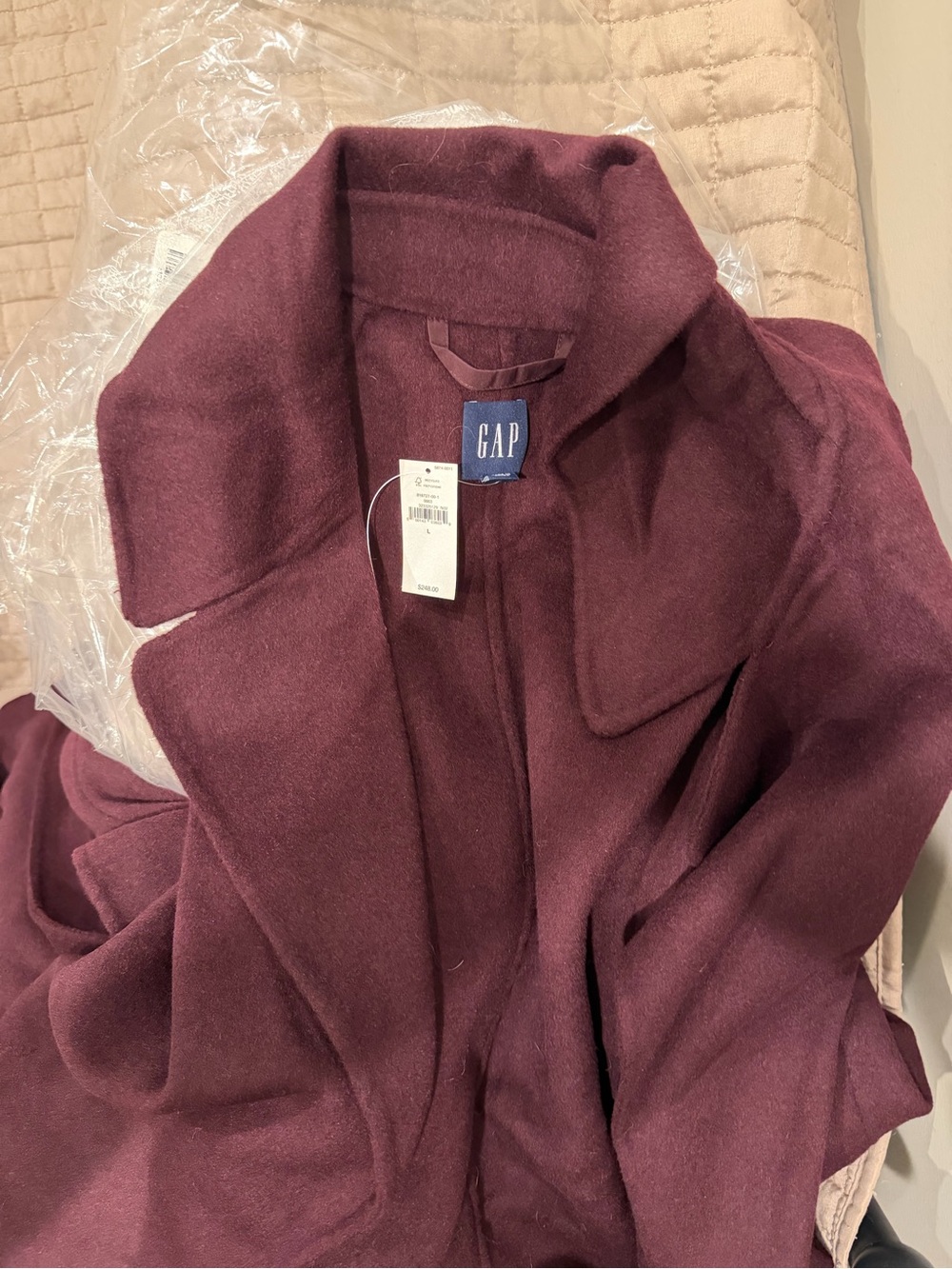 GAP Women's Burgundy Bordeaux size L Open-Front Trench Coat